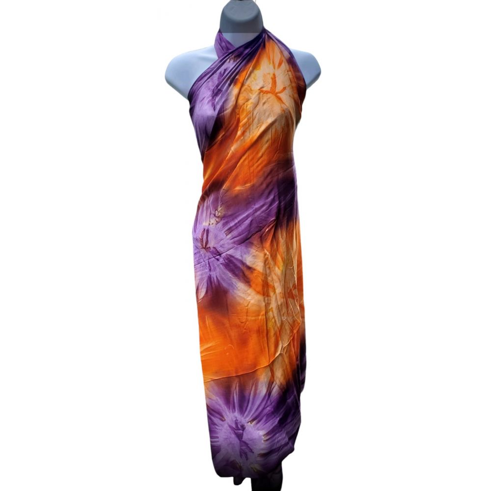 Plus Size Tie Dye Sarong ORANGE-PURPLE