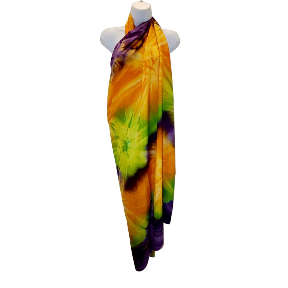 Tie Dye Sarong Green - Purple - Yellow