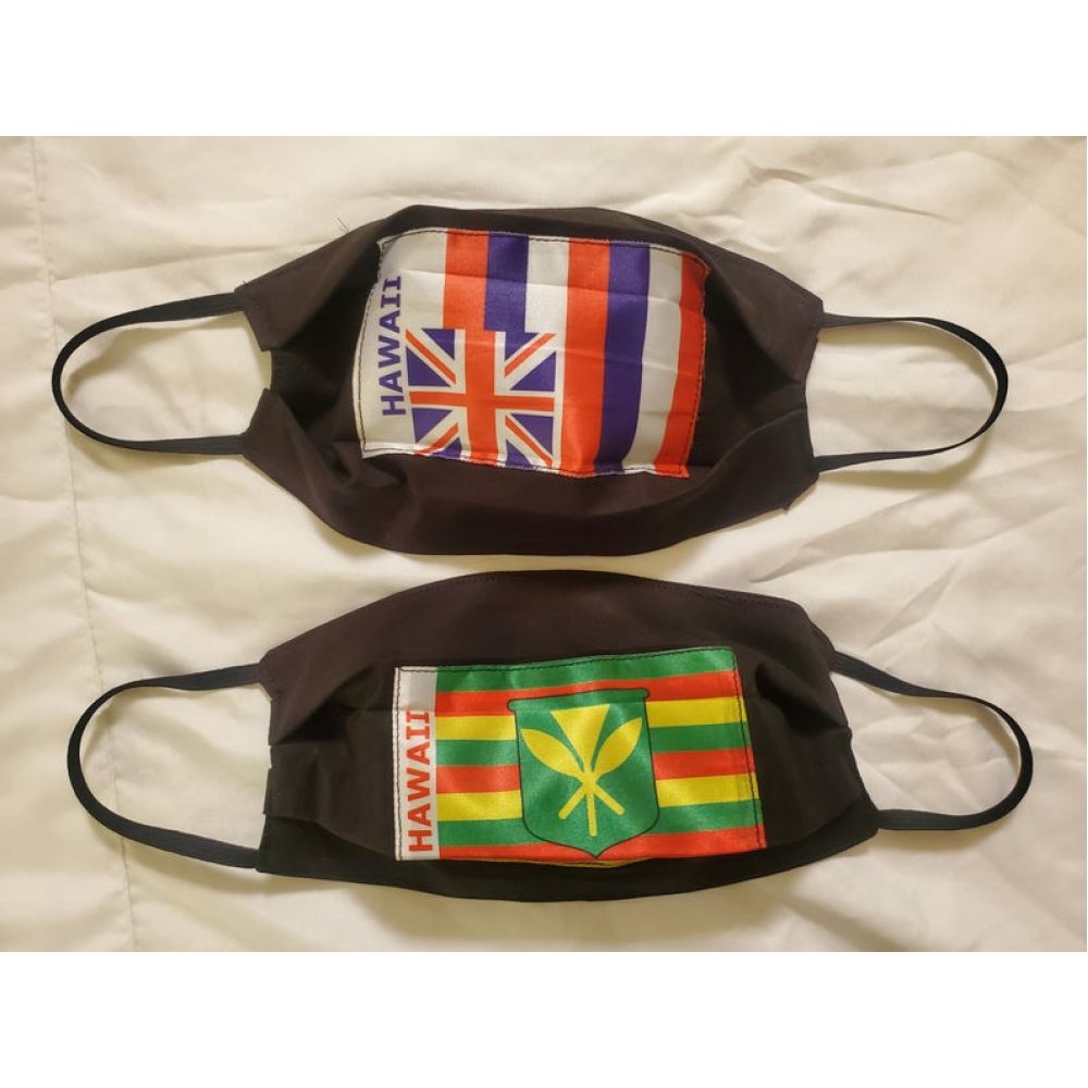 Made in Hawaii Soft Fabric 100% Cotton Pleated Face Mask w/ Hawaiian Flag