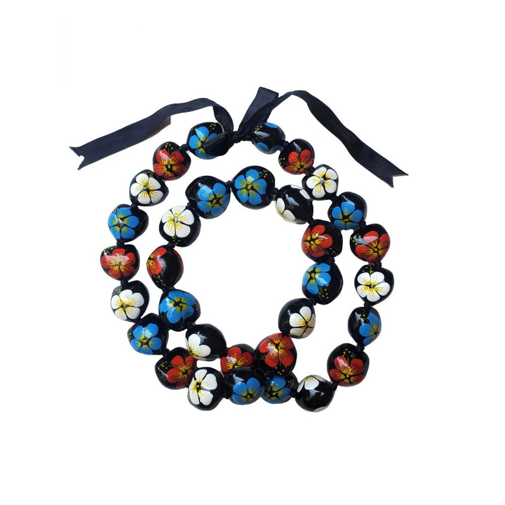 32 Best Quality Hawaii Hibiscus Flower Kukui Nut Necklace Leiy Multi4