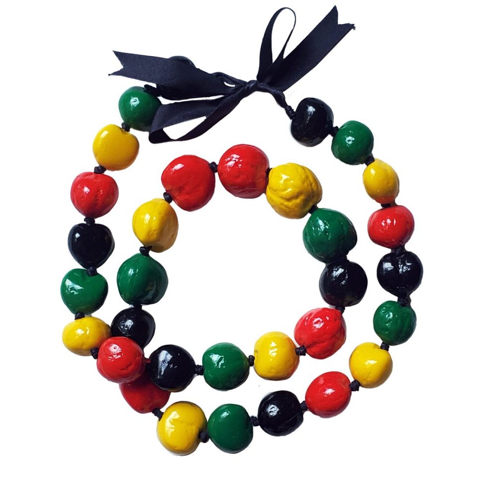 Kukui Nut Necklace Lei Hawaiian Wedding Luau Graduation Red Black Green Yellow