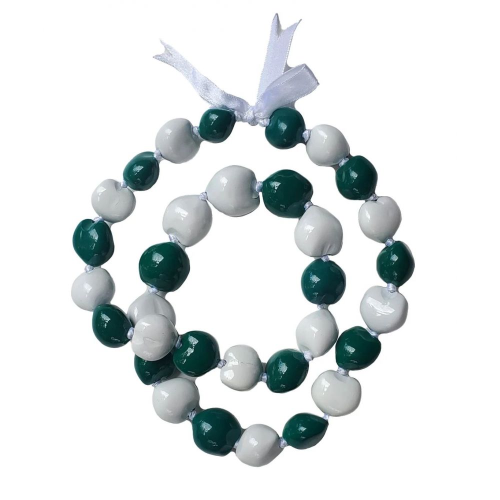 Kukui Nut Necklace Lei Hawaiian Wedding Luau Graduation Green White