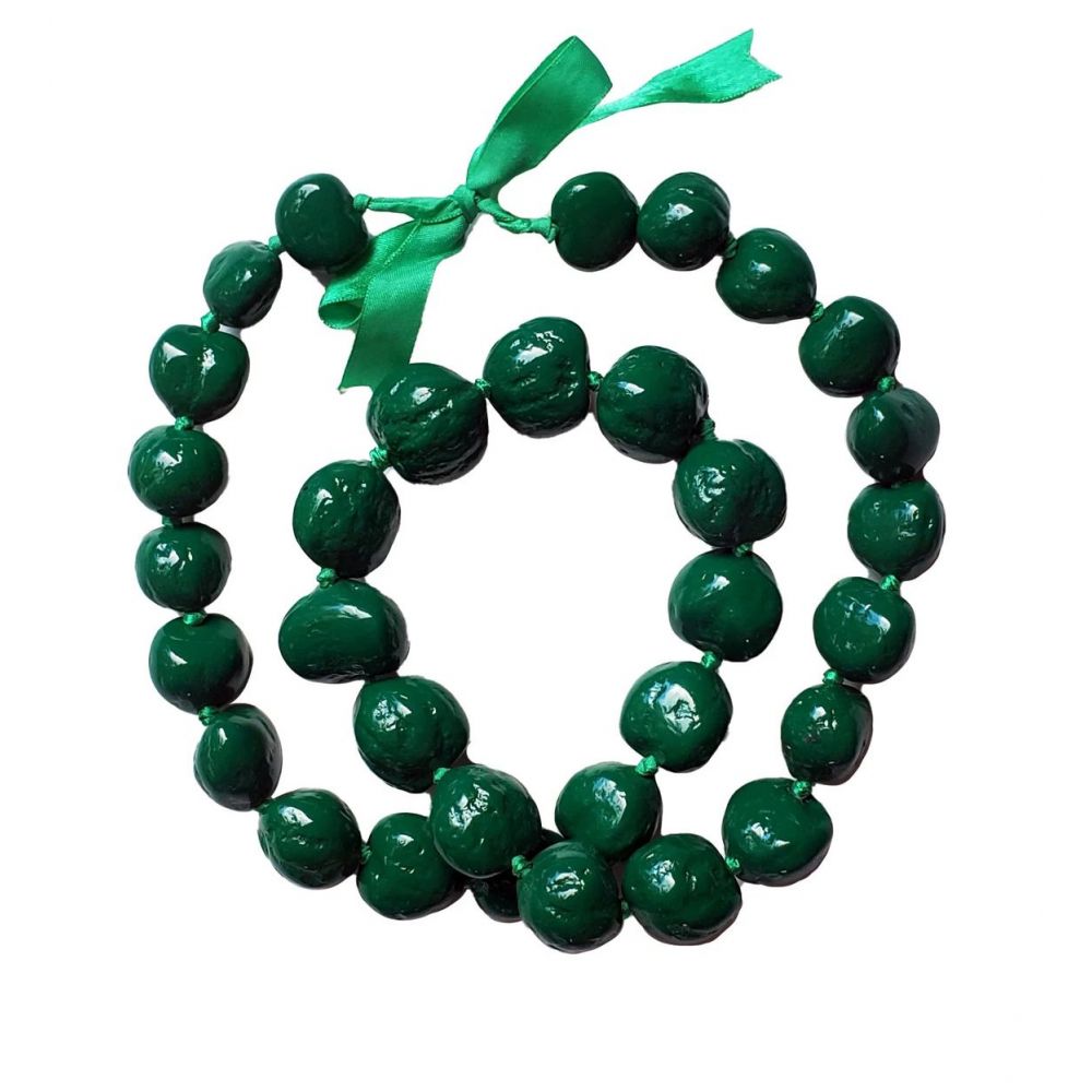 Kukui Nut Necklace Lei Hawaiian Wedding Luau Graduation Green
