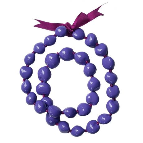 Kukui Nut Necklace Lei Hawaiian Wedding Luau Graduation Purple