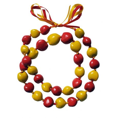 Kukui Nut Necklace Lei Hawaiian Wedding Luau Graduation Red Yellow