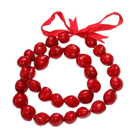 Kukui Nut Necklace Lei Hawaiian Wedding Luau Graduation Red