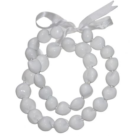 Kukui Nut Necklace Lei Hawaiian Wedding Luau Graduation White