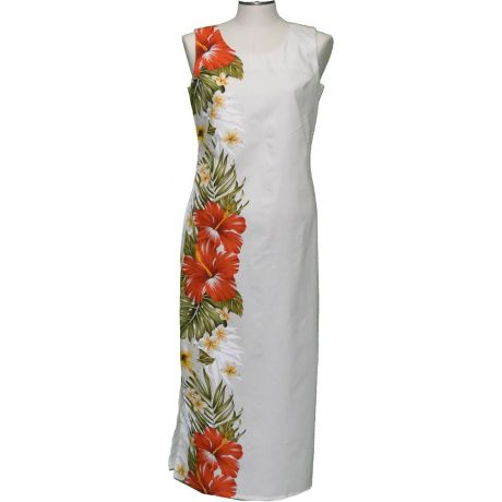 2LDB-538W- Red Aloalo Flower Hawaiian Dress