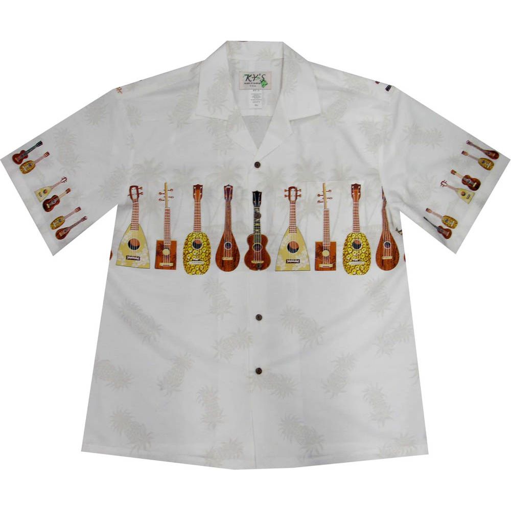 AL-407 W Ukulele Chest Band White Hawaiian Shirt