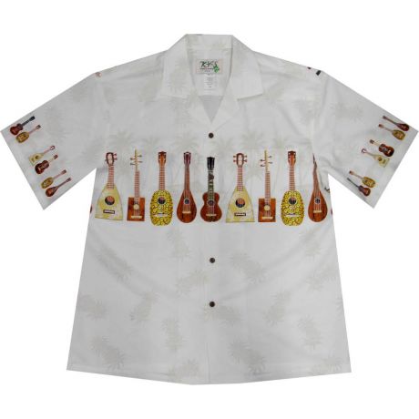 AL-407 W Ukulele Chest Band White Hawaiian Shirt