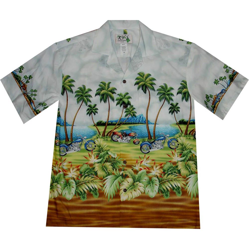AL-414 GA Motorcycle Palm Tree Gary Hawaiian Shirt