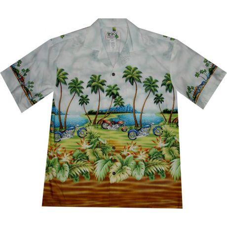 AL-414 GA Motorcycle Palm Tree Gary Hawaiian Shirt