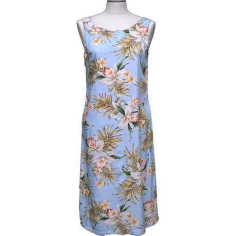 4D - 824BL- Classic Orchid Blue Hawaiian Loose Dress