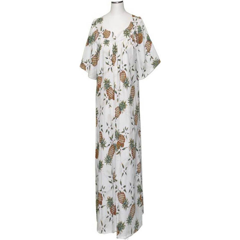 5M-410W-Pineapple Cotton Hawaiian Muumuu Dress