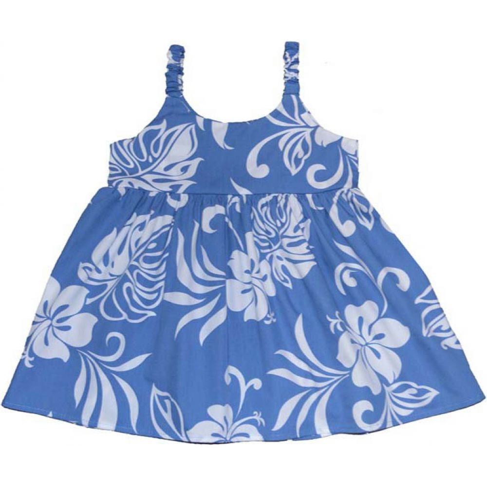 7KD-486 BL-Classic Hibiscus Hawaiian Kid Dress
