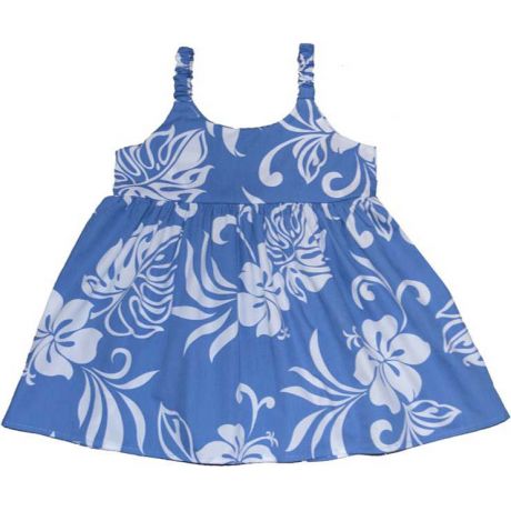 7KD-486 BL-Classic Hibiscus Hawaiian Kid Dress