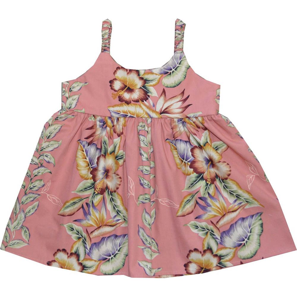 7KD-535CO-Vintage Anthurium Design Hawaiian Kid Dress