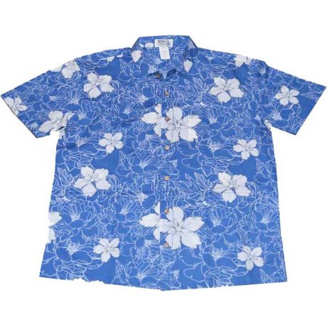 ALS-534BL- Kailua Hibiscus Slim Fit Hawaiian Shirt