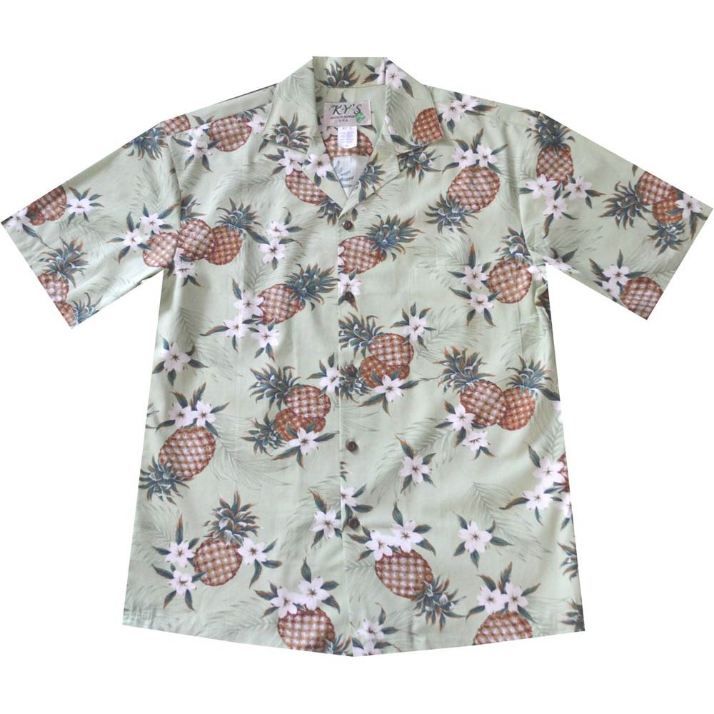 AL410G - Pineapple Green Aloha Shirt
