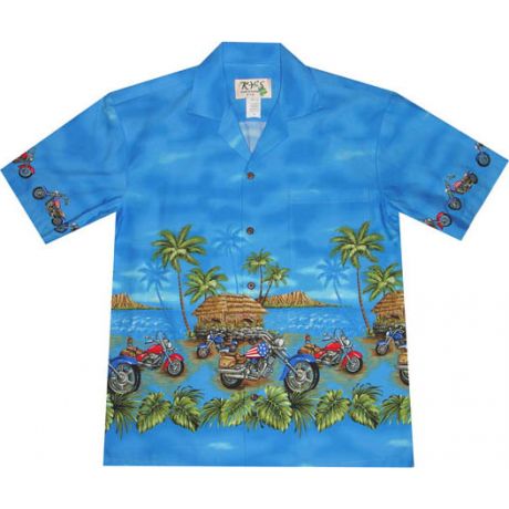 AL-445 NB Motorcycle-Village-Navy-Hawaiian-Shirt