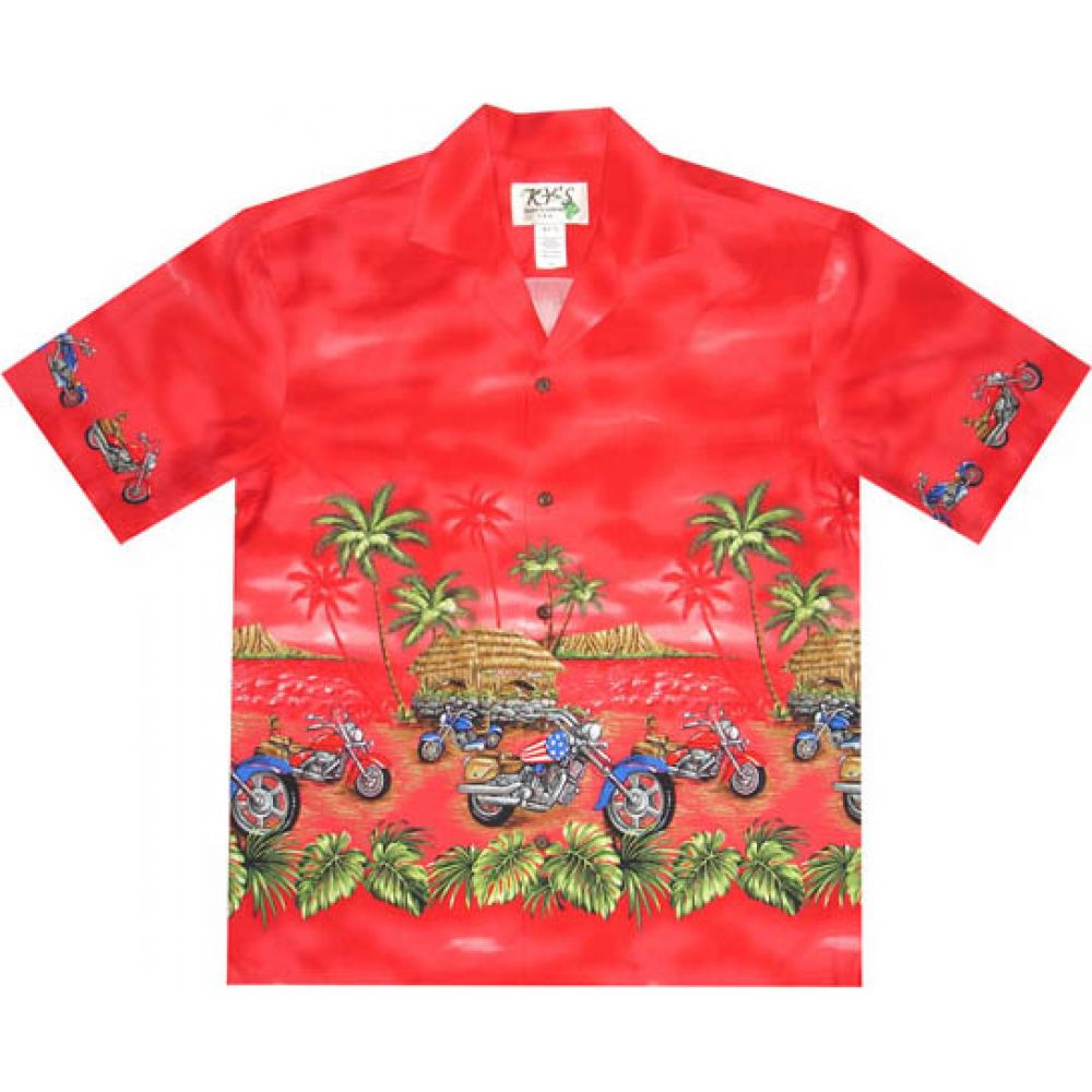 AL-445 R Motorcycle-Village-Red-Hawaiian-Shirt