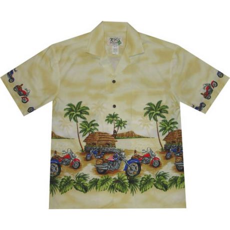 AL-445 Y Motorcycle-Village-Yellow-Hawaiian-Shirt