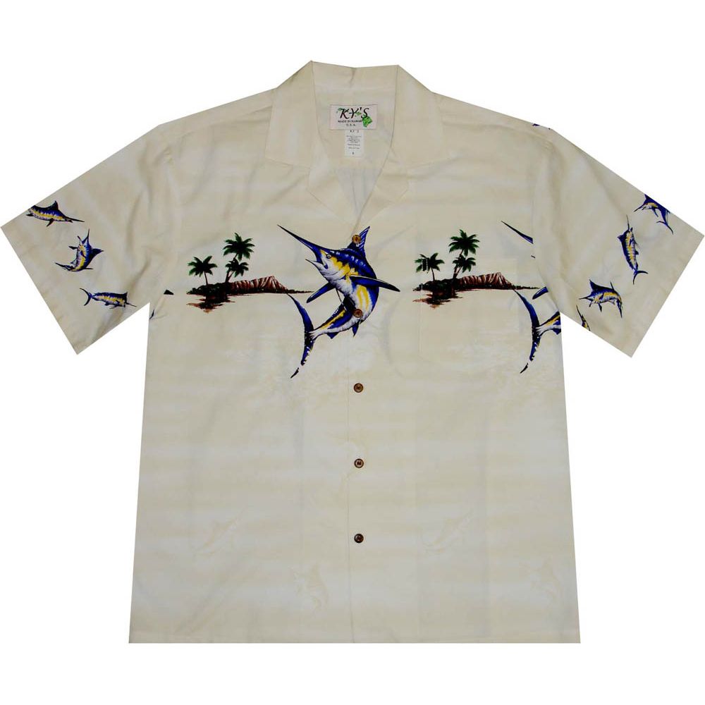 AL-448 W Marlin-Island-Chest-Band-White-Hawaiian-Shirt