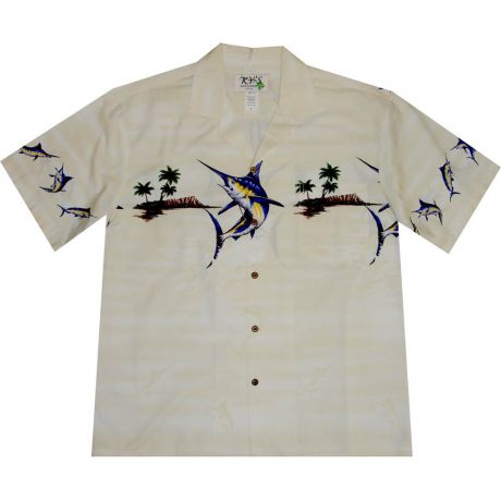 AL-448 W Marlin-Island-Chest-Band-White-Hawaiian-Shirt