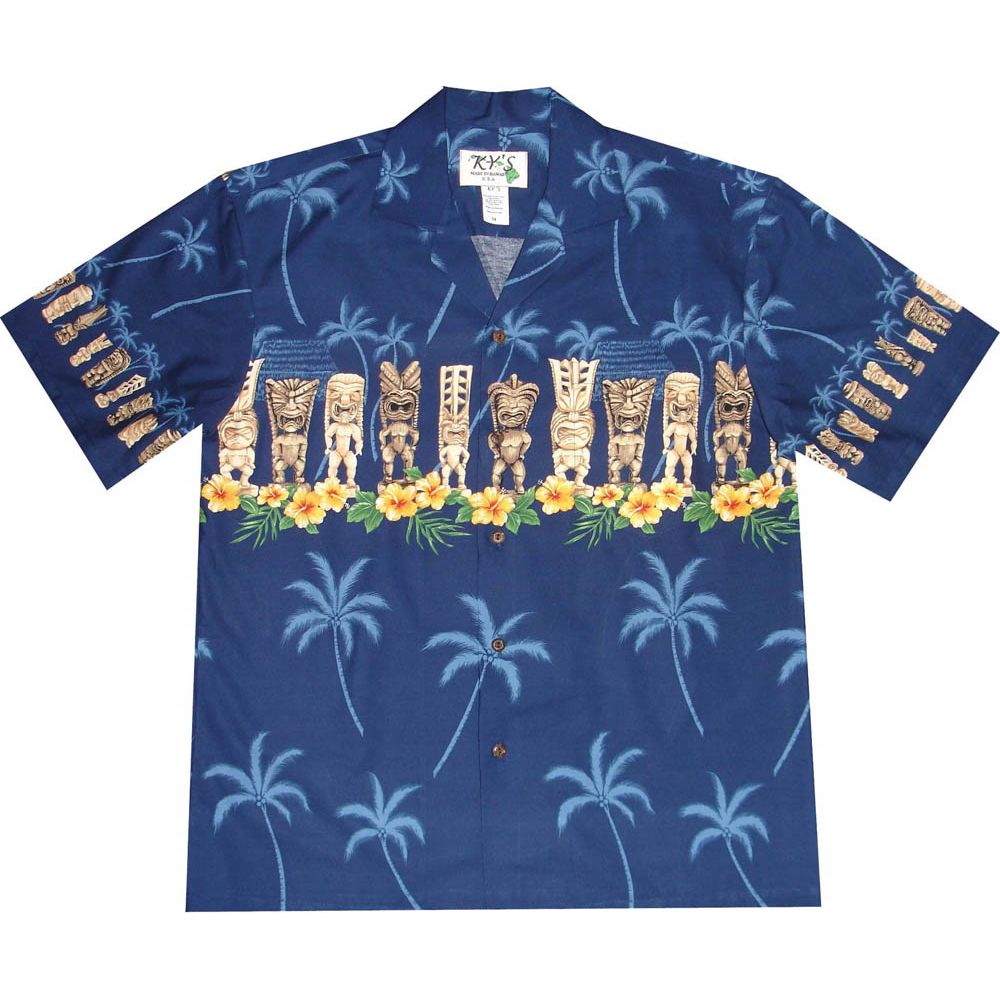 AL-451 NB Tiki-Chest-Band-Navy-Hawaiian-shirt