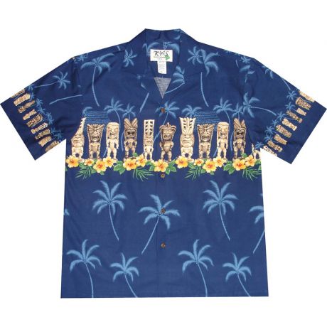 AL-451 NB Tiki-Chest-Band-Navy-Hawaiian-shirt