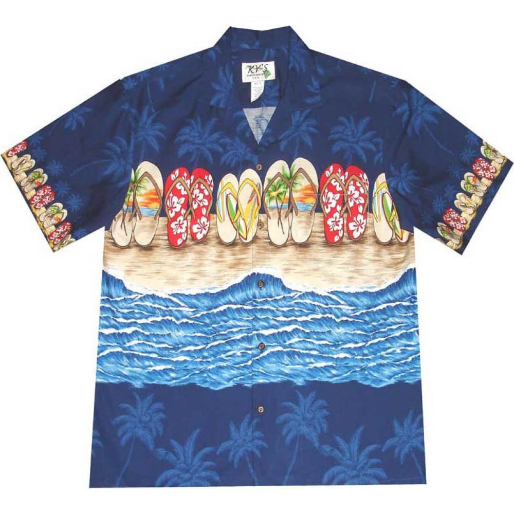 AL-480 NB Hawaii Slipper Navy Hawaiian Shirt