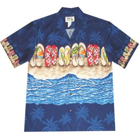 AL-480 NB Hawaii Slipper Navy Hawaiian Shirt