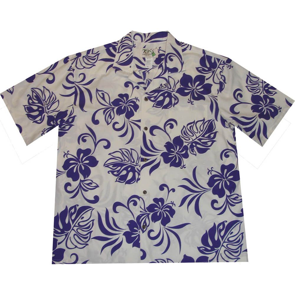 AL486PP-Classic Hibiscus Purple Aloha Shirt