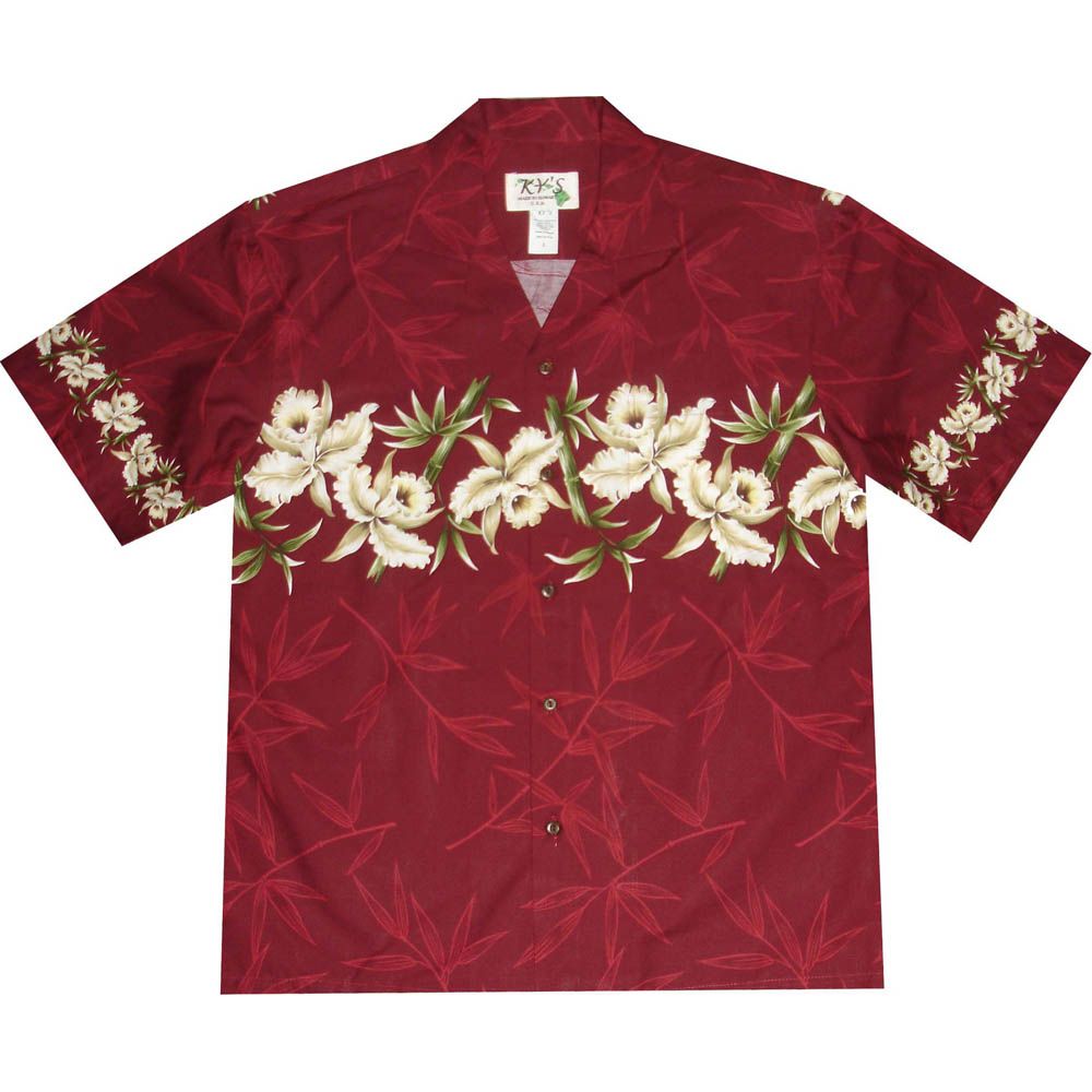 AL-500 R Orchid Chest band Red Hawaiian Shirt