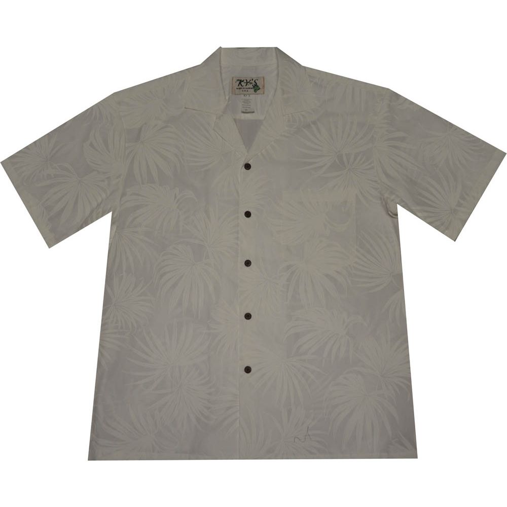 AL512W-Palm Leaf White Aloha Shirt