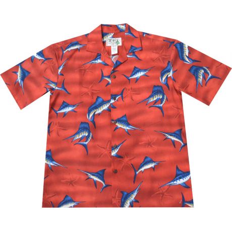 AL513R -Marlin Red Aloha Shirt