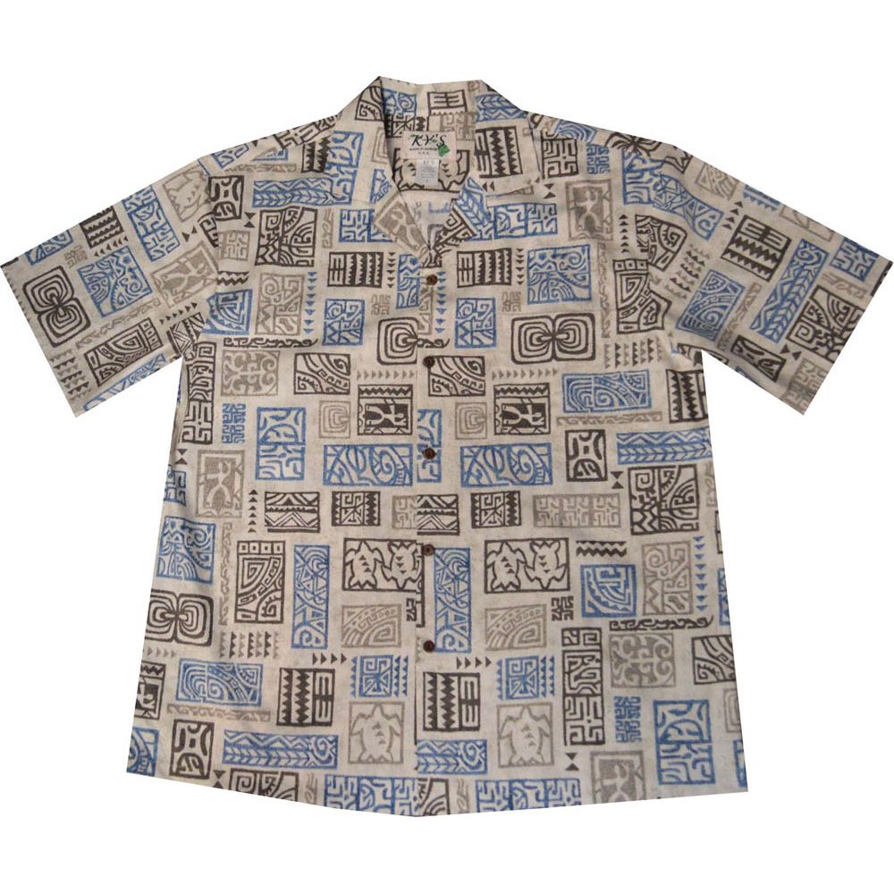 AL517W -Vintage Tapa White Aloha Shirt
