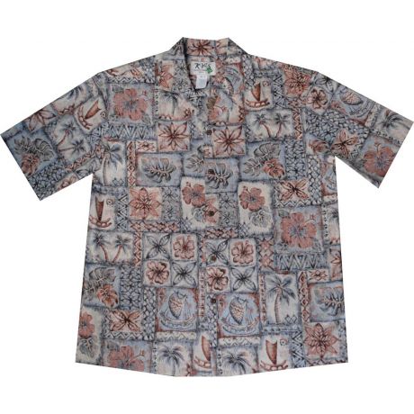 AL519R - Samoan Tapa Red Aloha Shirt