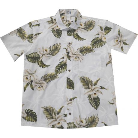 ALS-413W - Classic Orchid White Slim Fit Hawaiian Shirt