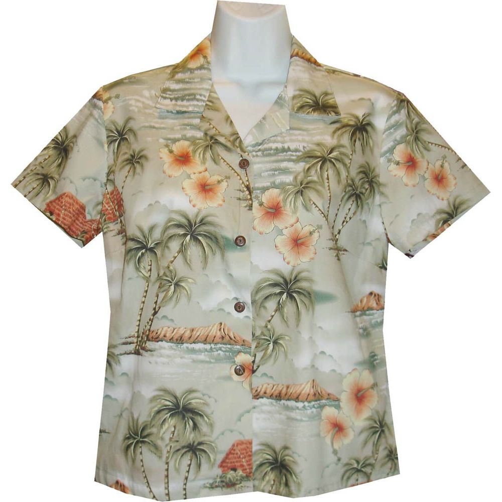 GAL-357GA - Cotton WoMens Aloha Blouse Polynesian Island