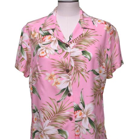 GAL-824P - Rayon WoMens Aloha Blouse  Classic Orchid
