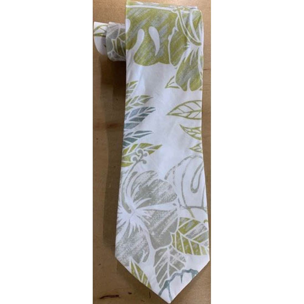 T-523-  Vintage Monstera Neck tie Hawaiian Print