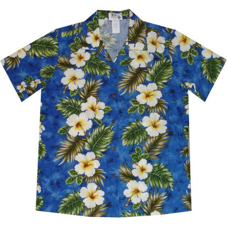 LAL-449NB -Ladies Cotton Camp Aloha Shirt Hibiscus Panel