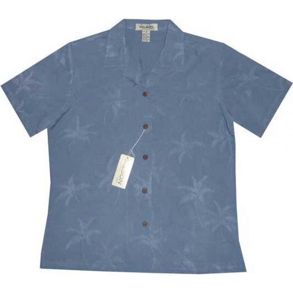LAL-901BL  - Tropical Palm Silk WoMens Hawaiian Blouse