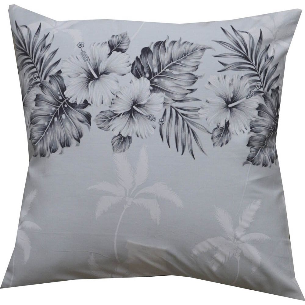 PL412WB-Vintage Hibiscus White-Black Pillow Case
