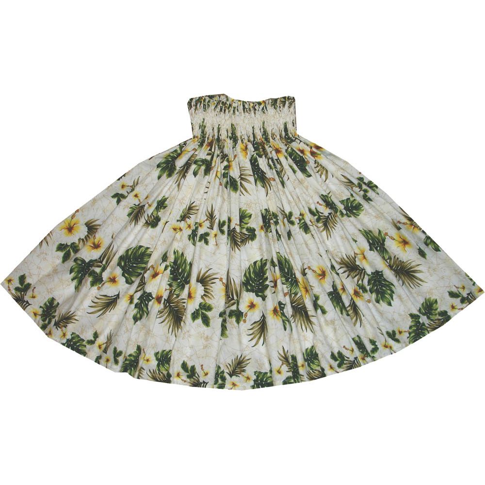 SK449CR- Hawaiian Traditional Hula Skirt Hibiscus Panel