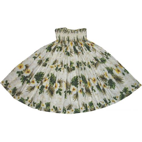 SK449CR- Hawaiian Traditional Hula Skirt Hibiscus Panel