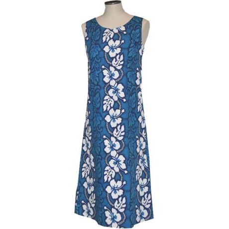 4D-213 NB Hibiscus Panel Navy-Blue Summer Dress