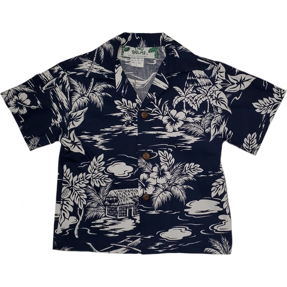 Boys Hawaiian Shirt Love Shack Navy