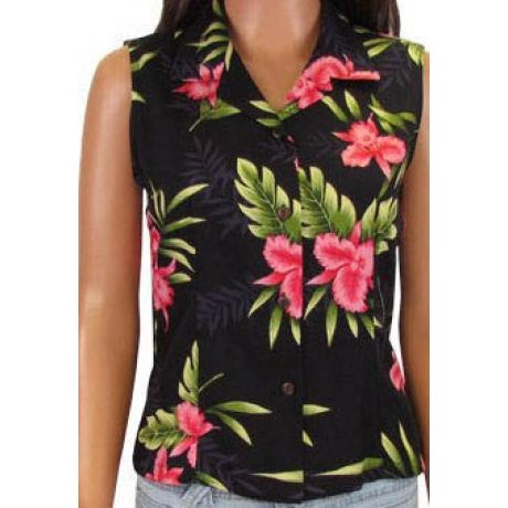 Sleeveless Blouse Orchid Fern Black
